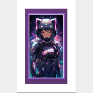 Anime Sci-Fi Cat Girl | Quality Anime Girl Artwork | Manga Girl Anime Art Posters and Art